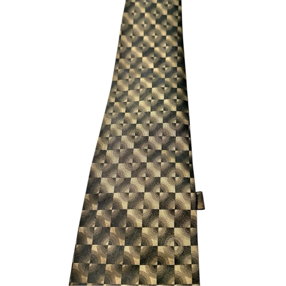 J. Ferrar Brown/Black 100% Silk Tie